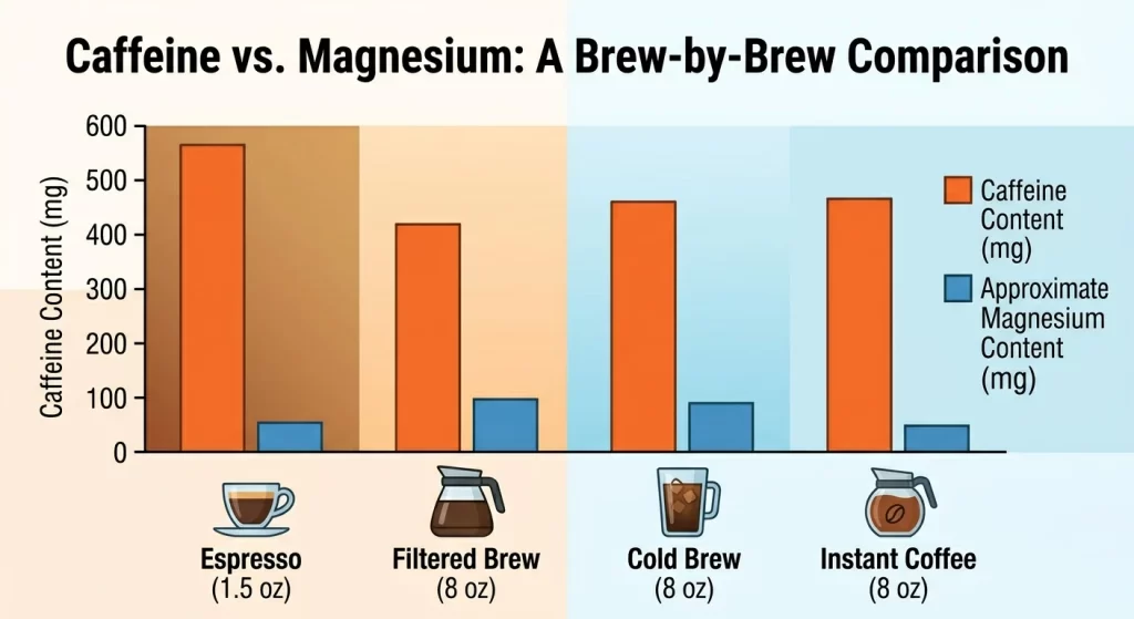 caffeine vs magnesium , brew by brew comparison 