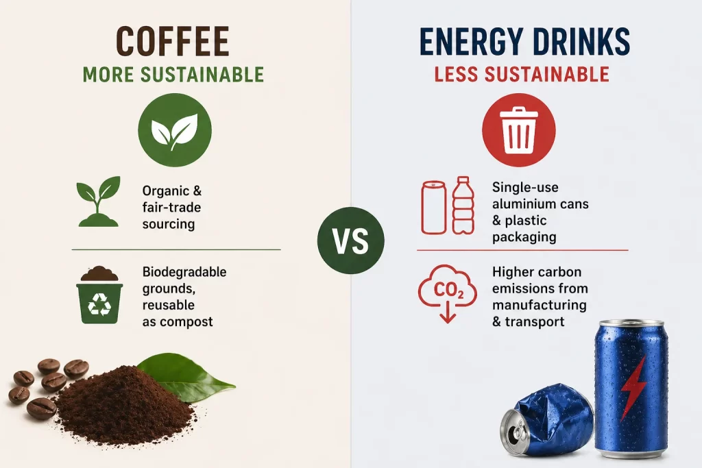 sustainbility factor in coffee vs energy drinks 