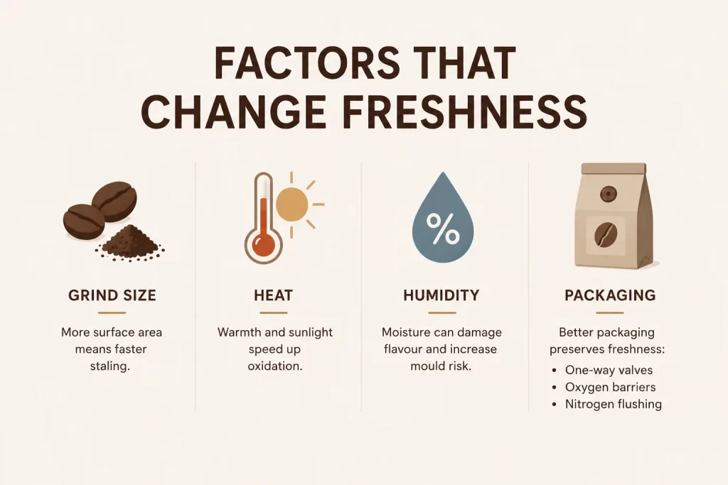 factors whch changes the freshness of the beans 