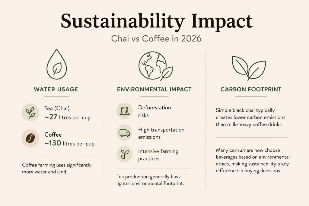 sustainability impact of chai vs coffee in 2026