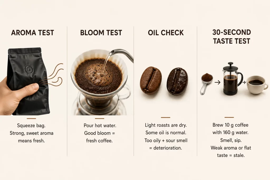 simple home test fro coffee freshness 